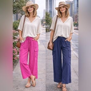 Entro Navy Wide Leg Pants